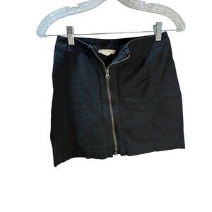 Black Cotton‎ Zip-Front Mini Skirt Womens Size S By Attent Tote